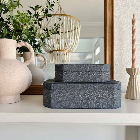 Shagreen Boxes Blue with Lid - Threshold™ designed with Studio McGee - Picture 4 of 7